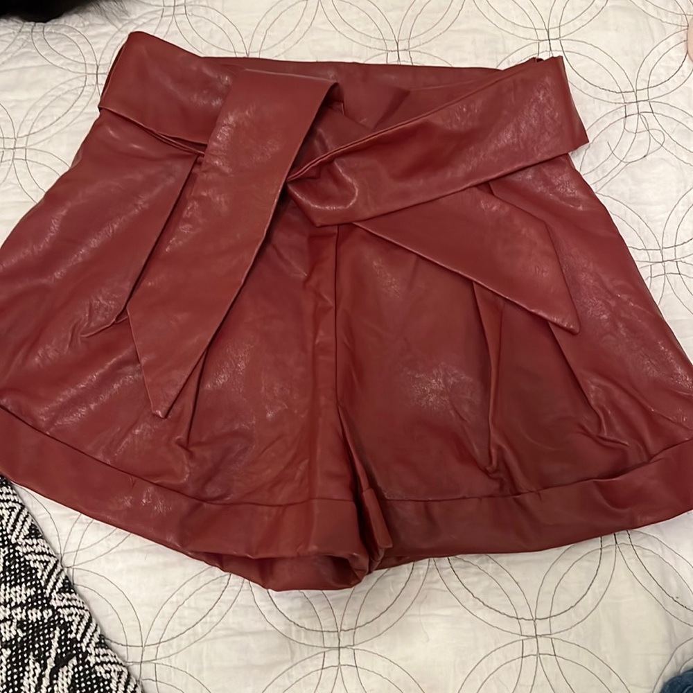 Faux leather shorts